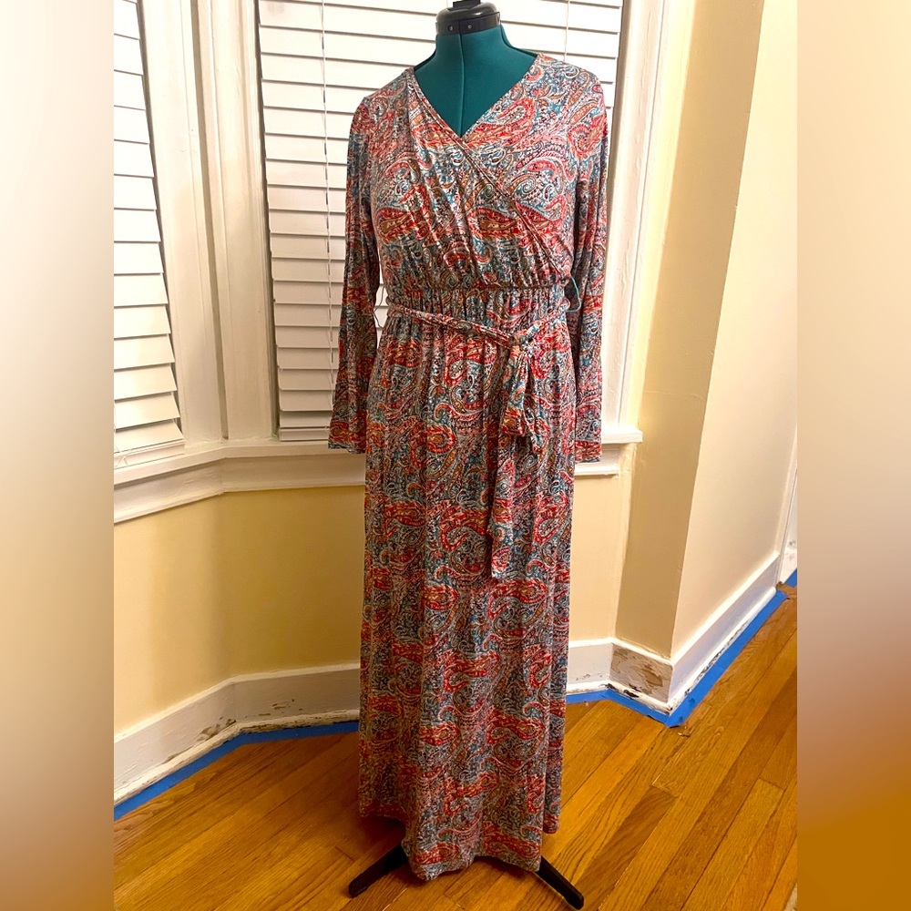 POKWAI Women's Long Sleeve Maxi Dress Casual - Bohemian